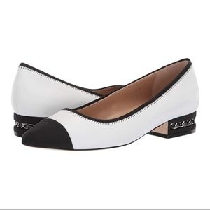 VAN ELI Felcia 6PM Toe Cap Chain Link Accent Pumps White 5.5